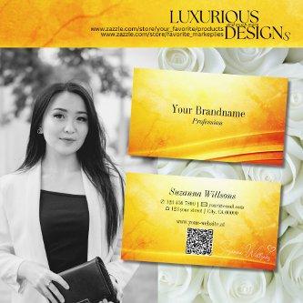 Marbled Yellow Orange Curved Decor with QR Code