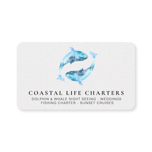 *~* Marine Watercolor Playing Coastal Dolphins Sea