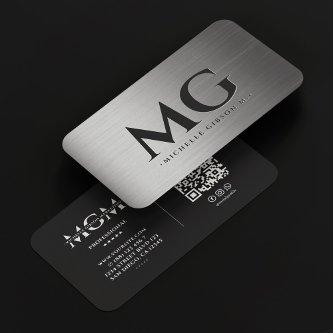 Marketing Metallic Silver Monogram Elegant Modern