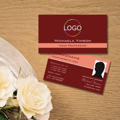 Maroon and Coral with Logo & Photo Professional