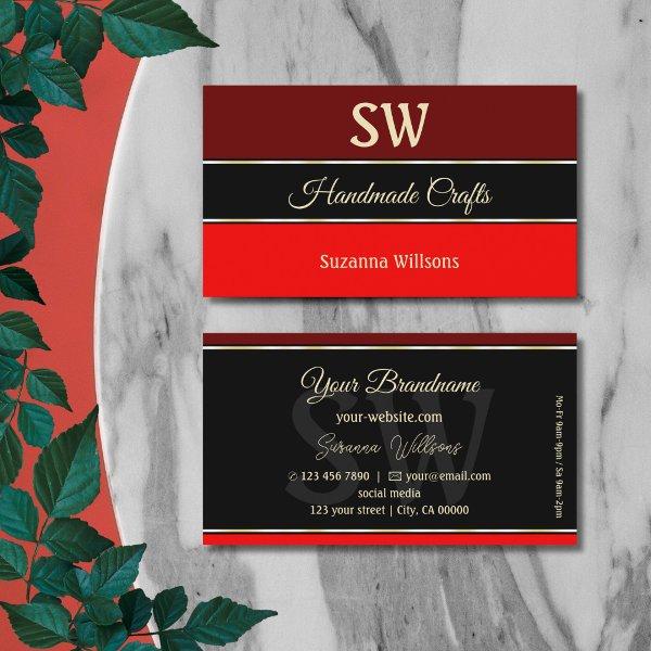 Maroon and Red Borders on Black Chic with Monogram