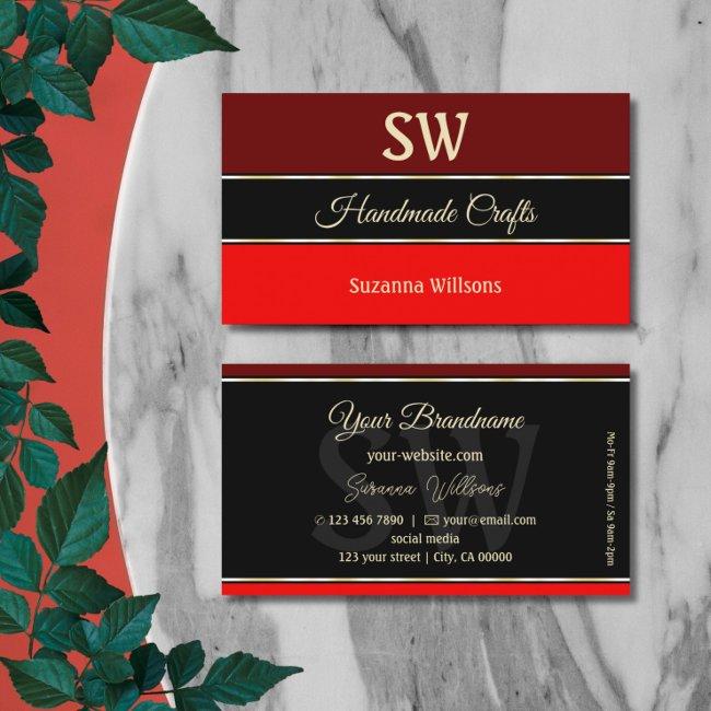 Maroon and Red Borders on Black Chic with Monogram