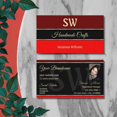 Maroon and Red Borders on Black Monogram and Photo