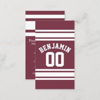 Maroon and White Jersey Stripes Custom Name Number