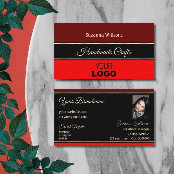 Maroon Red Borders on Black with Logo and Photo