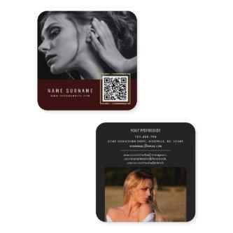 Maroon scannable barcode QR code photo Square