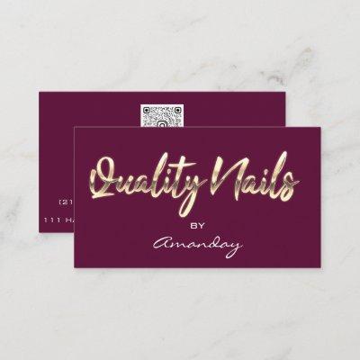 Marsala Gold Quality Nail Script QR Code Logo