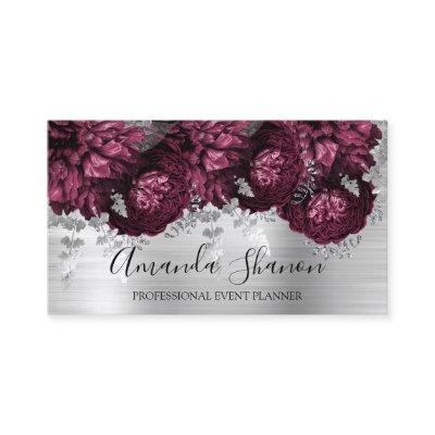Marsala Peony Flowers Silver Logo Event Planner
