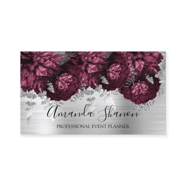 Marsala Peony Flowers Silver Logo Event Planner