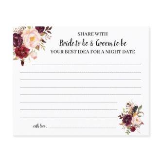 Marsala Share a Date Night Bridal Shower Card Flyer
