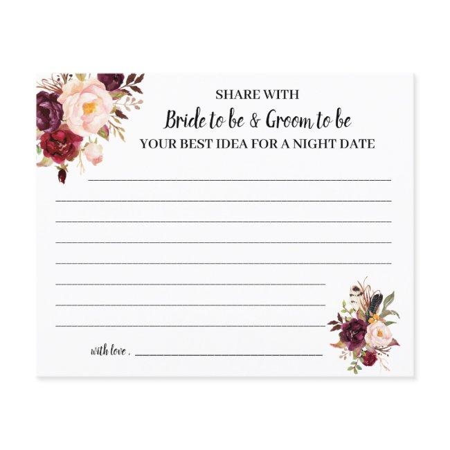 Marsala Share a Date Night Bridal Shower Card Flyer