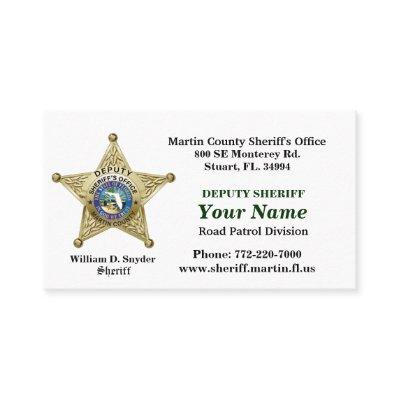 Martin County Sheriff's Office Bussiness Card.