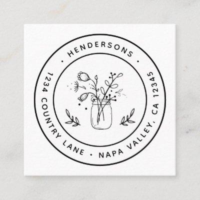 Mason Jar Flowers Round Logo Square