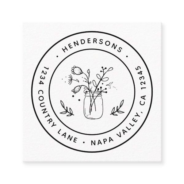 Mason Jar Flowers Round Logo Square