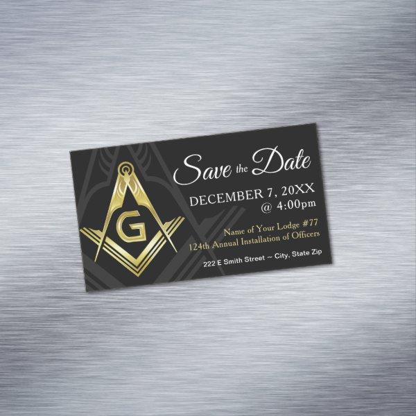 Masonic Save the Date Magnets | Black and Gold