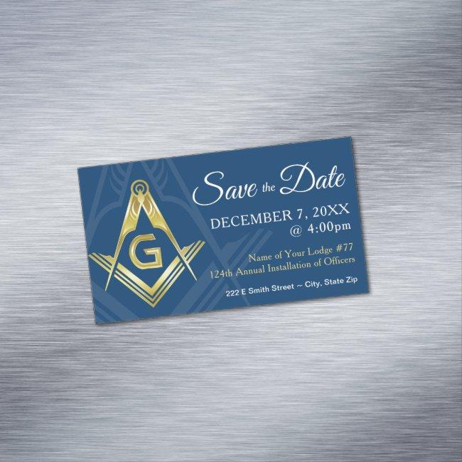 Masonic Save the Date Magnets Navy Gold Freemason