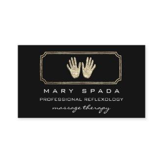 Massage Reflexology Glitter Hands Black Gold QR