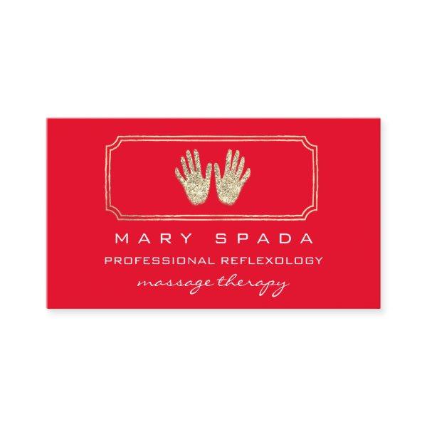 Massage Reflexology Glitter Hands Red Gold QR