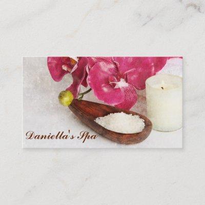 Massage spa salts, oil, orchids and candle