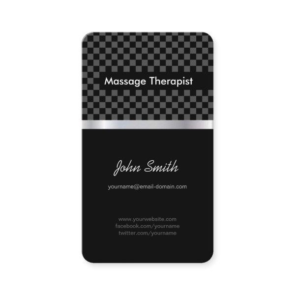 Massage Therapist - Elegant Black Checkered