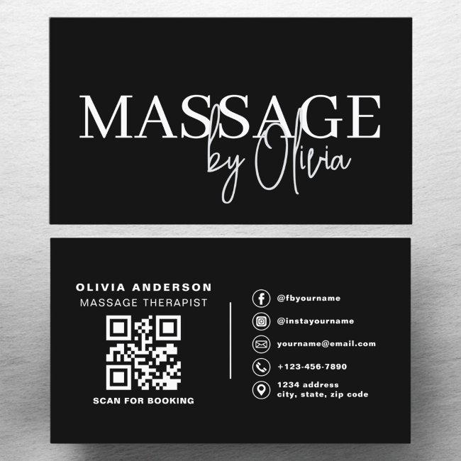 Massage Therapist QR Code Black White