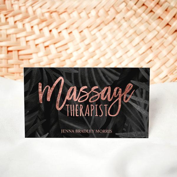 Massage therapist script rose gold palm leaf