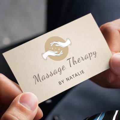 Massage Therapy Boho Elegant Script Healing Hands