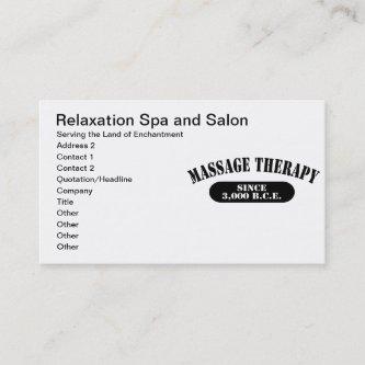 Massage Therapy Since 3,000 B.C.E. Appointment Card
