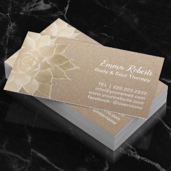 Massage Therapy Spa Gold Floral Rustic Kraft