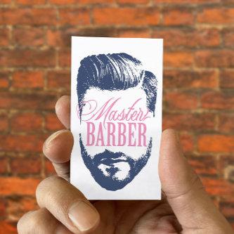 Master Barber Navy Blue Typography Barbershop