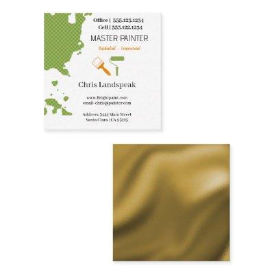 Masterpainter & Gold Green Checkerboard pattern Square
