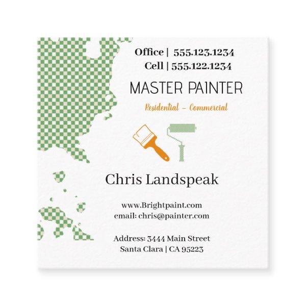 Masterpainter & Green Orange Checkerboard pattern Square
