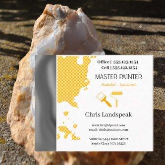 Masterpainter & Orange Yellow Checkerboard pattern Square