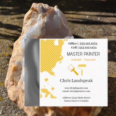 Masterpainter & Orange Yellow Checkerboard pattern Square