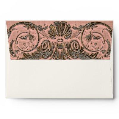 Matching Baroque Gold Lace Vintage Blush Pink Envelope
