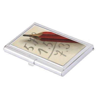Math Equation with Red Pencil, Vintage Business  Case