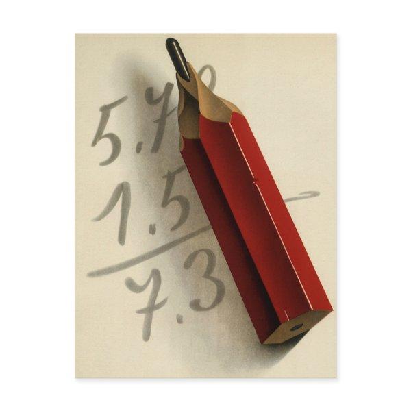 Math Equation with Red Pencil, Vintage Business Postcard