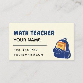 Math Teacher Home Tutor Blue School Bag Teaching