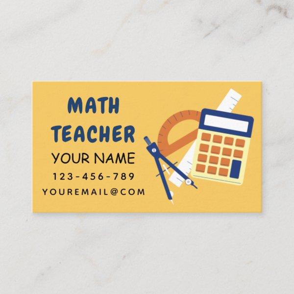 Math Teacher Home Tutor Ruler Calculator Orange