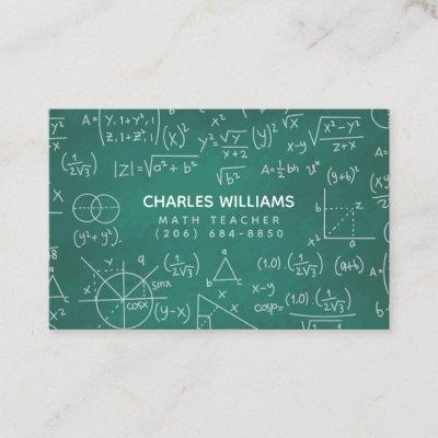 Math Teacher School Chalkboard Calling Card