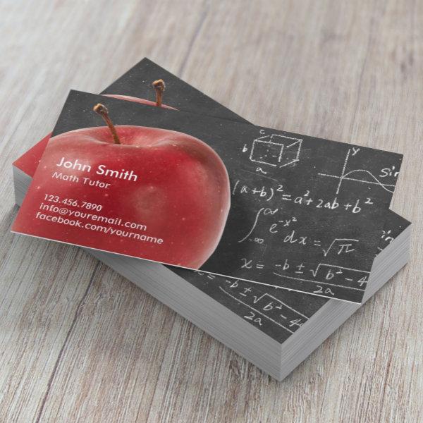 Math Tutor Professional Red Apple & Chalkboard