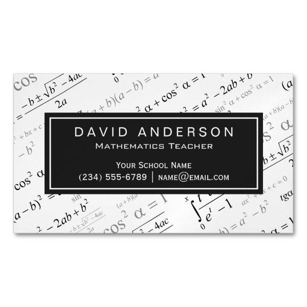 Mathematics Teacher Stylish Math Formulas Pattern Magnetic