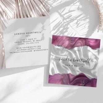 Mauve Agate Silver Glitter Luxury Square