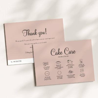 Mauve Bakery Cake Care Instruction Card