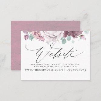 Mauve Floral Wedding Website Card