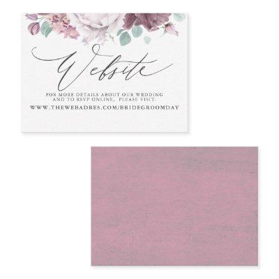 Mauve Floral Wedding Website Card