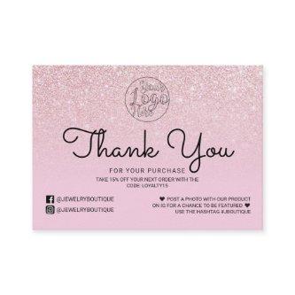 Mauve Pink Glitter Ombre Customer Thank You