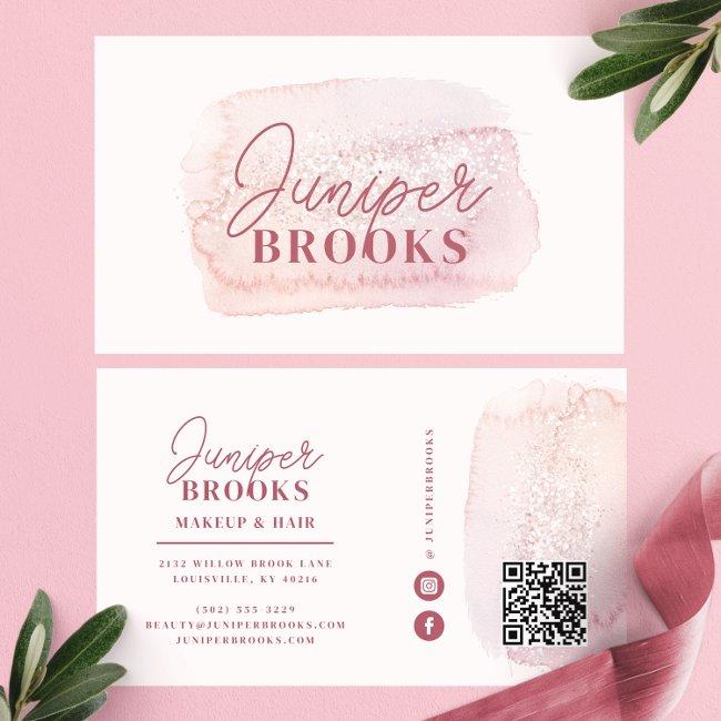 Mauve Pink Glitter Social Media QR Code