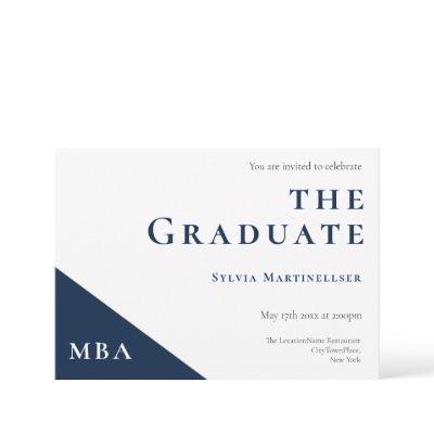 MBA Degree Blue White Graduation Party Invitation
