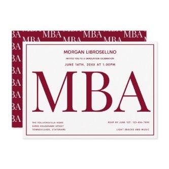 MBA degree Burgundy White Graduation Party Invitation
